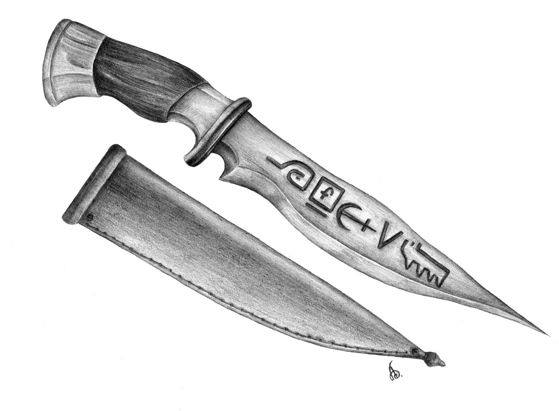  Do you recognize the symbols on the knife? We did not completely abandon the Lovecraftian ritual magic, but integrated it into our system.